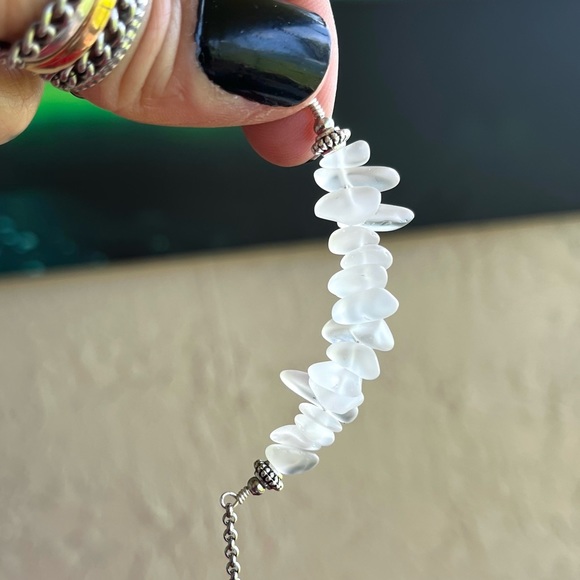 Frosted clear crystal quartz gemstones chips bar choker necklace boho stones - Picture 7 of 12